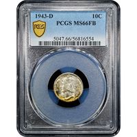 1943-D Mercury Dime (10c) Obverse Slab Image