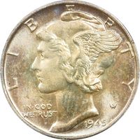 1945 Mercury Dime (10c) Rattler Photo 3