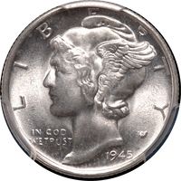 1945-S Micro S Mercury Dime (10c) Obverse Image