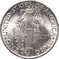 1945-S Micro S Mercury Dime (10c) Reverse Image