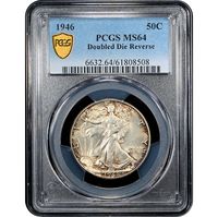 1946 Walking Liberty Half Dollar (50c) Doubled Die Reverse Obverse Slab Image