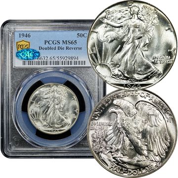 1946 Walking Liberty Half Dollar (50c) Doubled Die Reverse Composite Image