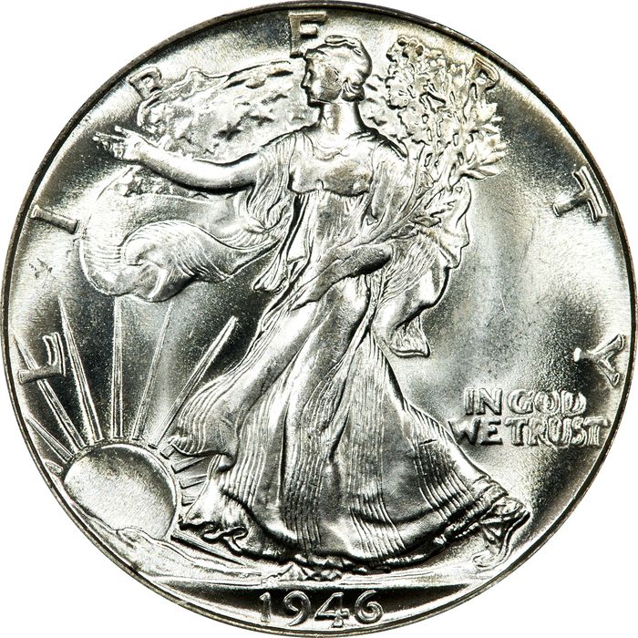 1946 Walking Liberty Half Dollar (50c) Doubled Die Reverse Obverse Image