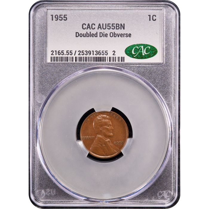 1955 Doubled Die Lincoln Cent (1c) Obverse Slab Image