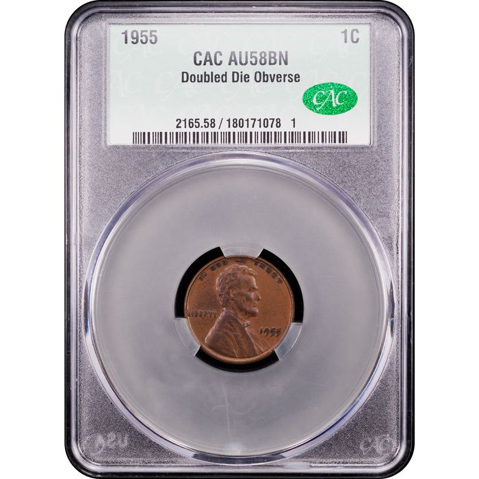 1955 Doubled Die Lincoln Cent (1c) Obverse Slab Image