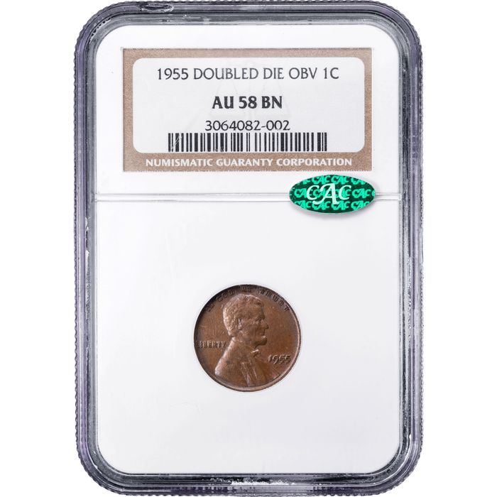 1955 Doubled Die Lincoln Cent (1c) Obverse Slab Image