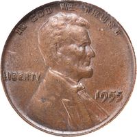 1955 Doubled Die Lincoln Cent (1c) Obverse Image