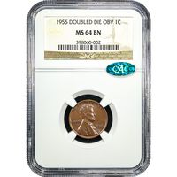 1955 Doubled Die Lincoln Cent (1c) Obverse Slab Image