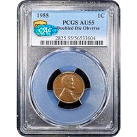 1955 Doubled Die Lincoln Cent (1c) Obverse Image