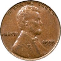 1955 Doubled Die Lincoln Cent (1c) Obverse Image