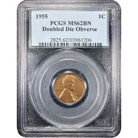 1955 Doubled Die Lincoln Cent (1c) Obverse Image