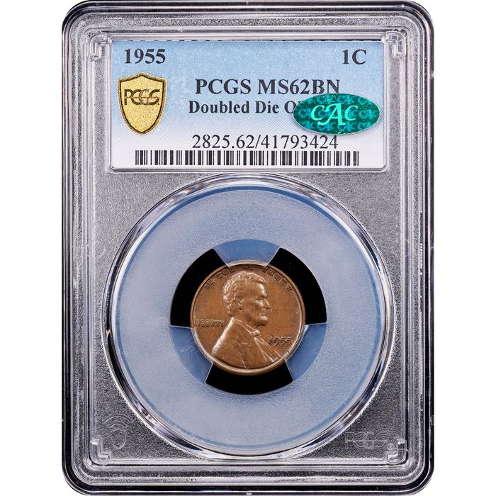1955 Doubled Die Lincoln Cent (1c) Obverse Slab Image