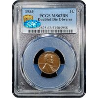 1955 Doubled Die Lincoln Cent (1c) Obverse Image