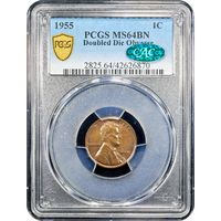 1955 Doubled Die Lincoln Cent (1c) Obverse Slab Image