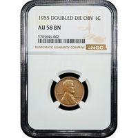 1955 Doubled Die Obverse Lincoln Cent (1c) Obverse Image