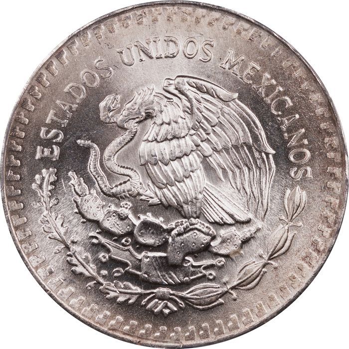 1985-Mo Mexico Libertad Silver Onza End Roll Toned Reverse Image