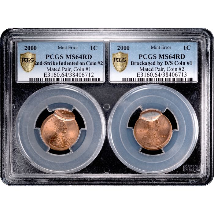 2000 Lincoln Cent (1c) Error - Mated Pair Obverse Slab Image