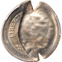 ND Roosevelt Dime (10c) Error - Broadstruck and 70 Pct Obv Indent Photo 3