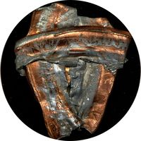 No Date Lincoln Cent (1c) Error - Multi-Strike Bonded Foldover Reverse Image