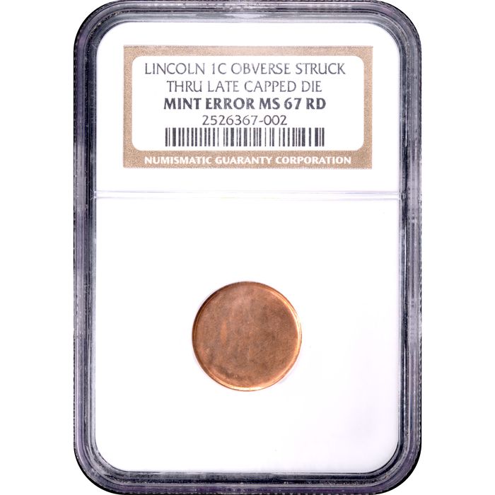 No Date Lincoln Cent (1c) Error - Struck Through Late Capped Die Obverse Image