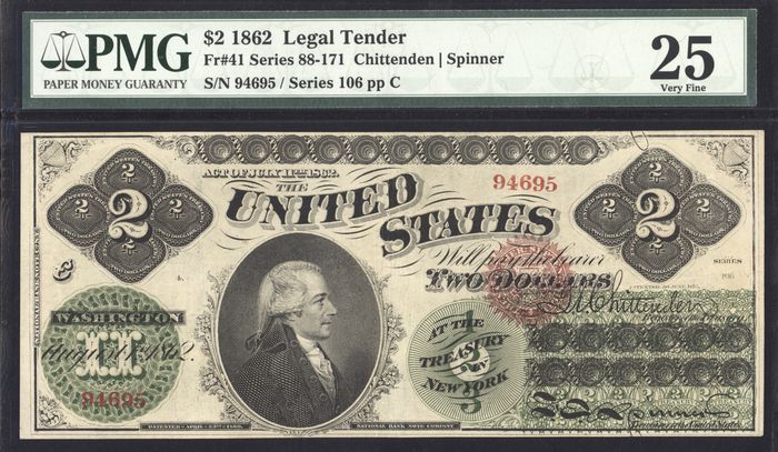 1862 $2 Legal Tender Obverse Image
