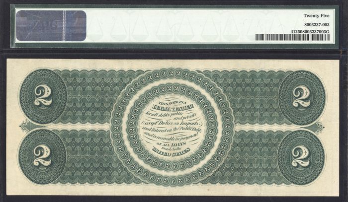 1862 $2 Legal Tender Reverse Image