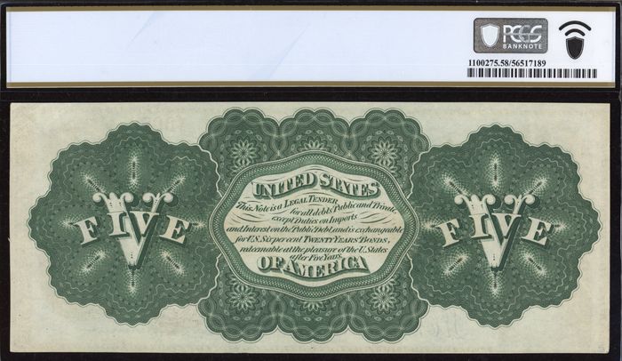 1862 $5 Legal Tender Reverse Image