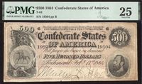 1864 Confederate $500 Obverse Image