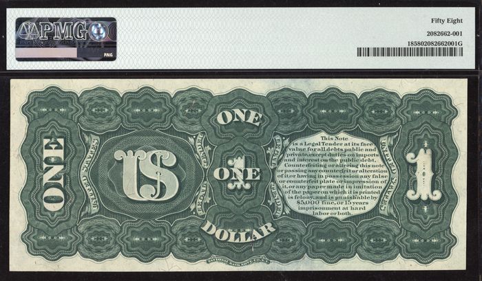 1869 $1 Rainbow Legal Tender Reverse Image