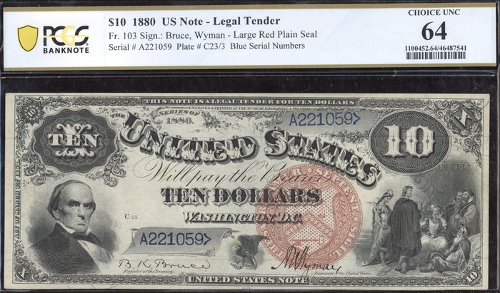 1880 $10 Jackass Legal Tender Obverse Image
