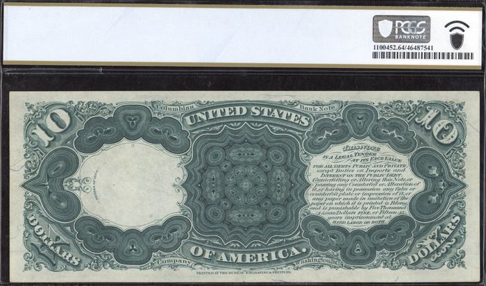 1880 $10 Jackass Legal Tender Reverse Image