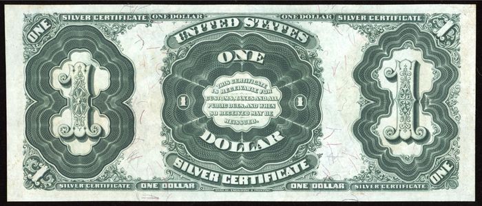 1891 $1 Martha Silver Certificate Reverse Image