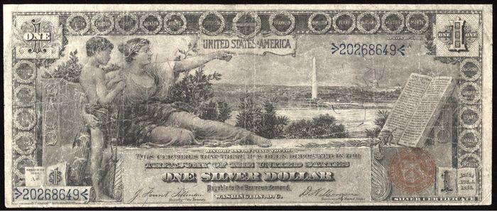 1896 $1 Educational Silver Certificate Obverse Image