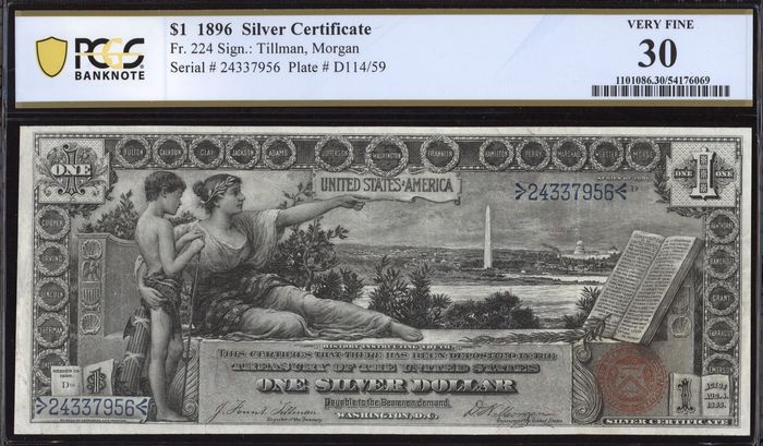 1896 $1 Educational Silver Certificate Obverse Image