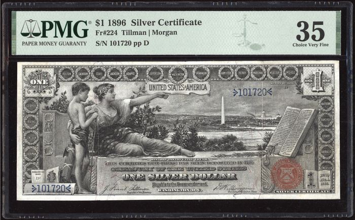 1896 $1 Educational Silver Certificate Obverse Image