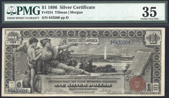 1896 $1 Educational Silver Certificate Obverse Image