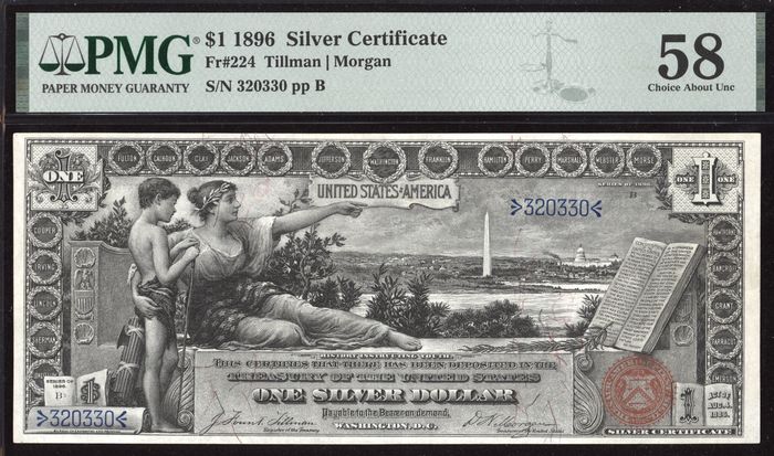 1896 $1 Educational Silver Certificate Obverse Image