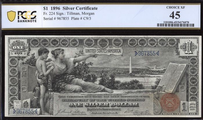 1896 $1 Educational Silver Certificate Obverse Image