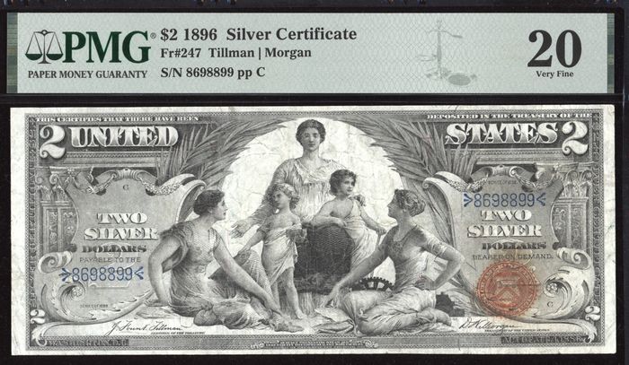1896 $2 Educational Silver Certificate Obverse Image