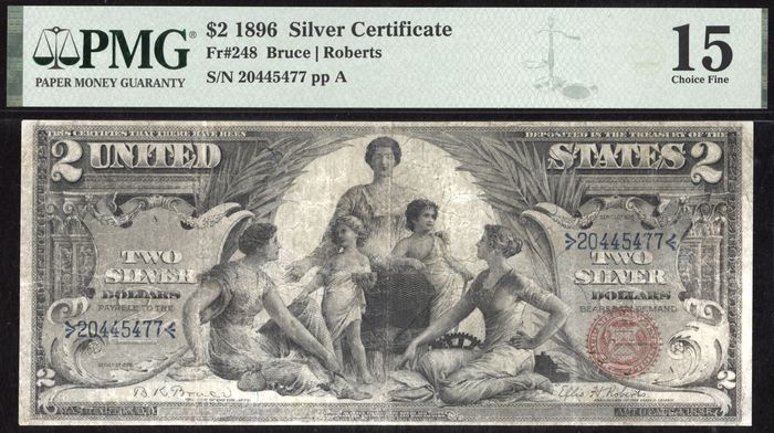 1896 $2 Educational Silver Certificate Obverse Image