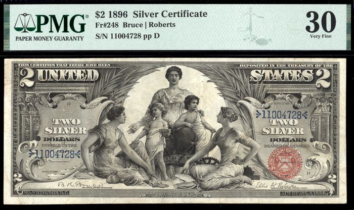 1896 $2 Educational Silver Certificate Obverse Image