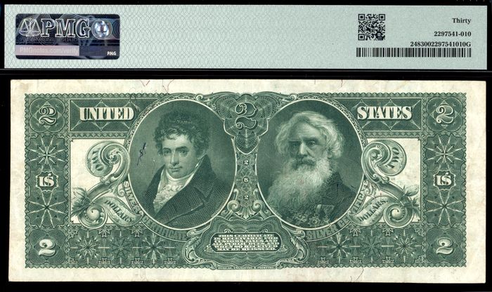 1896 $2 Educational Silver Certificate Reverse Image