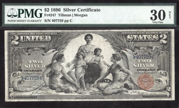 1896 $2 Educational Silver Certificate Obverse Image