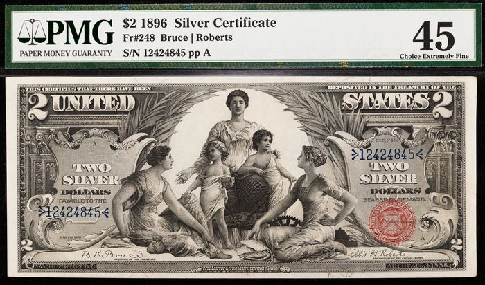 1896 $2 Educational Silver Certificate Obverse Image