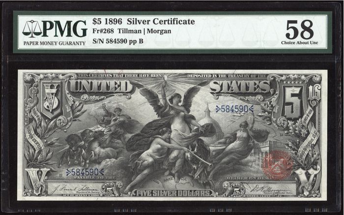 1896 $5 Educational Silver Certificate Obverse Image