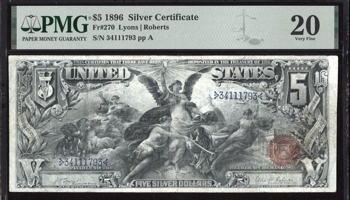 1896 $5 Educational Silver Certificate Obverse Image