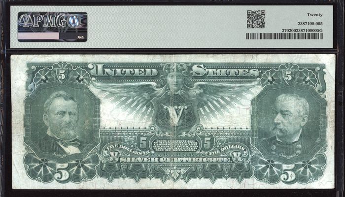 1896 $5 Educational Silver Certificate Reverse Image