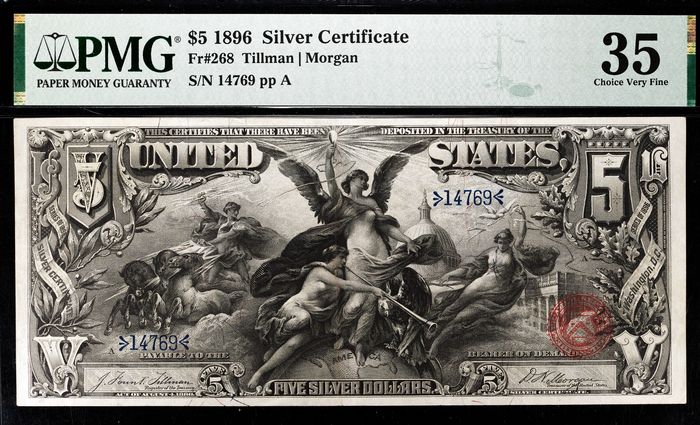 1896 $5 Educational Silver Certificate Obverse Image