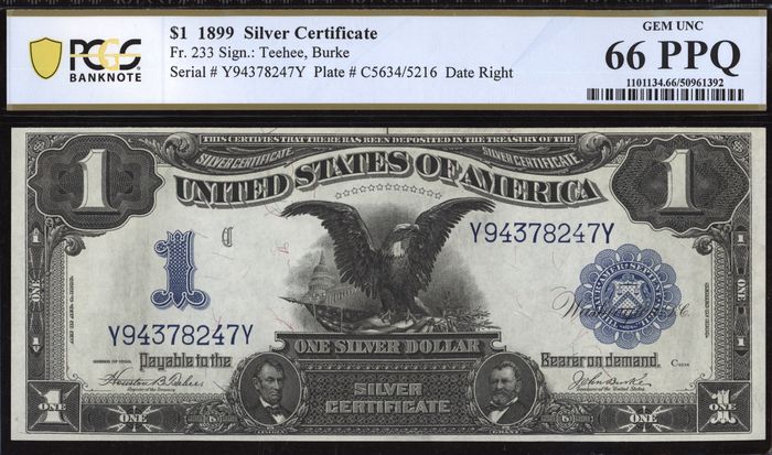 1899 $1 Black Eagle Silver Certificate Obverse Image