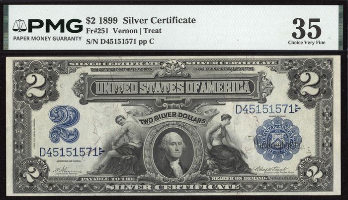 1899 $2 Mini Porthole Silver Certificate Obverse Image